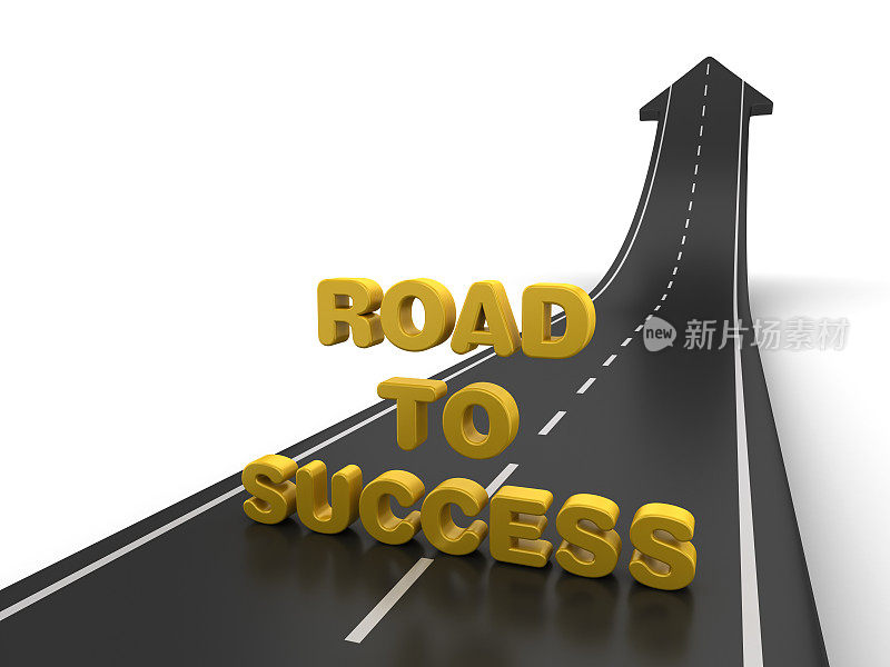 Arrow Road with Road TO SUCCESS Words - 3D渲染